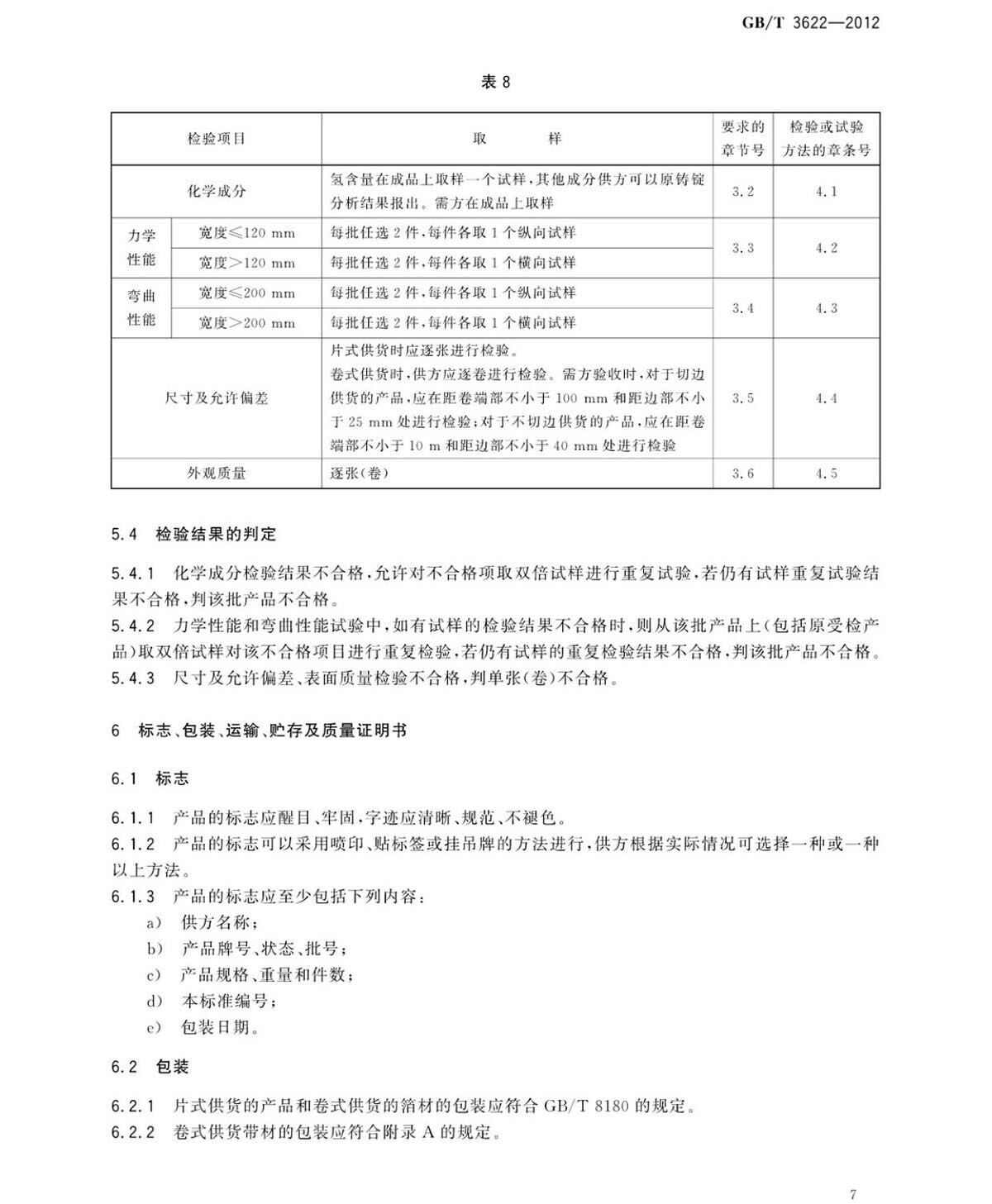 钛脊合金带箔材国度尺度GB/T 3622-2012
