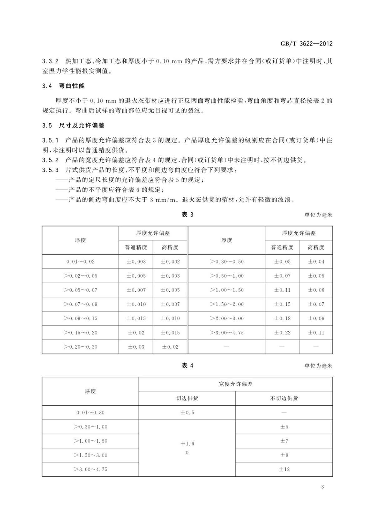 钛脊合金带箔材国度尺度GB/T 3622-2012