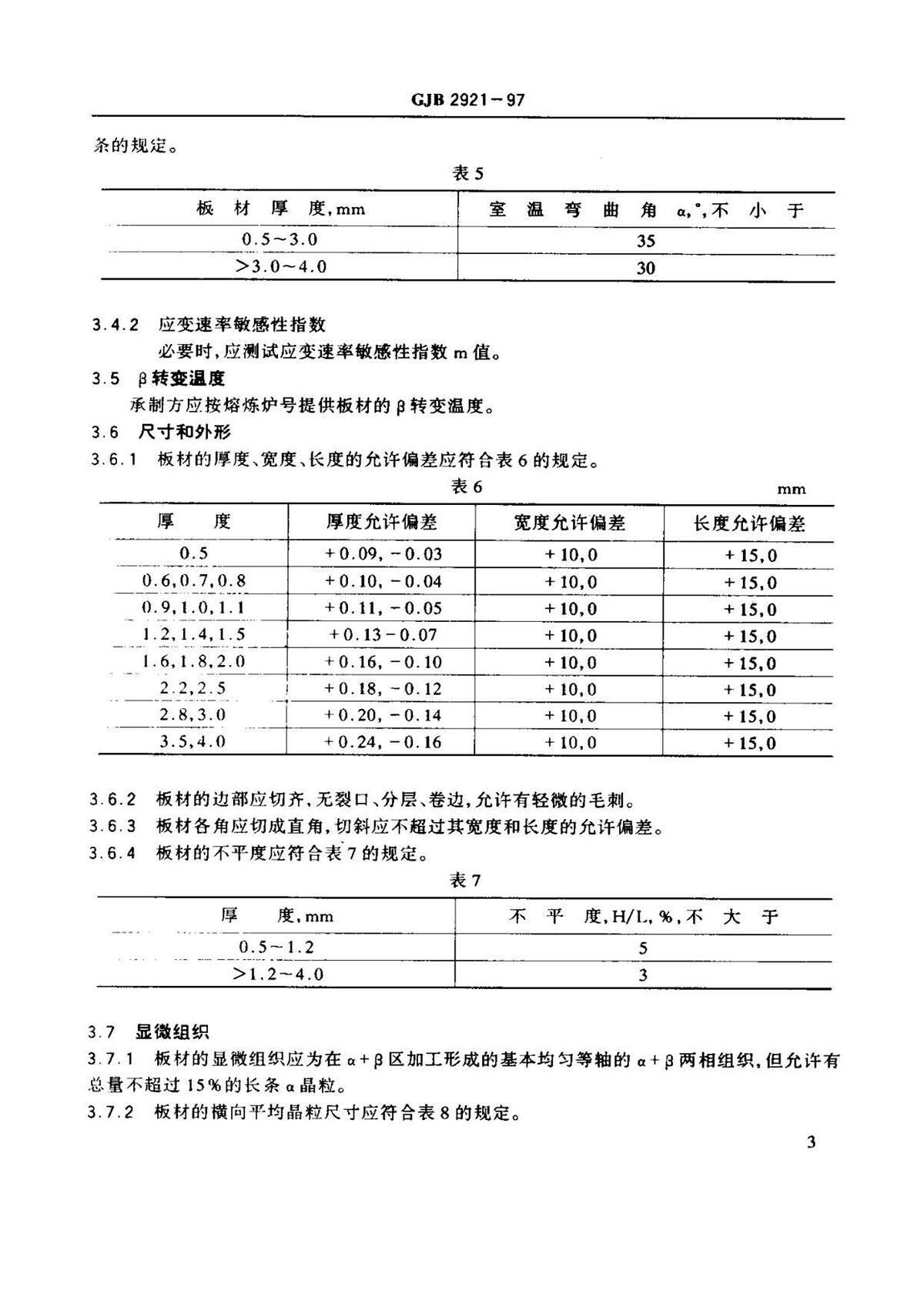 超塑成形用TC4钛合金板材国军标规范 GJB 2921-97 超塑成形用TC4钛合金板材国军标规范 GJB 2921-97