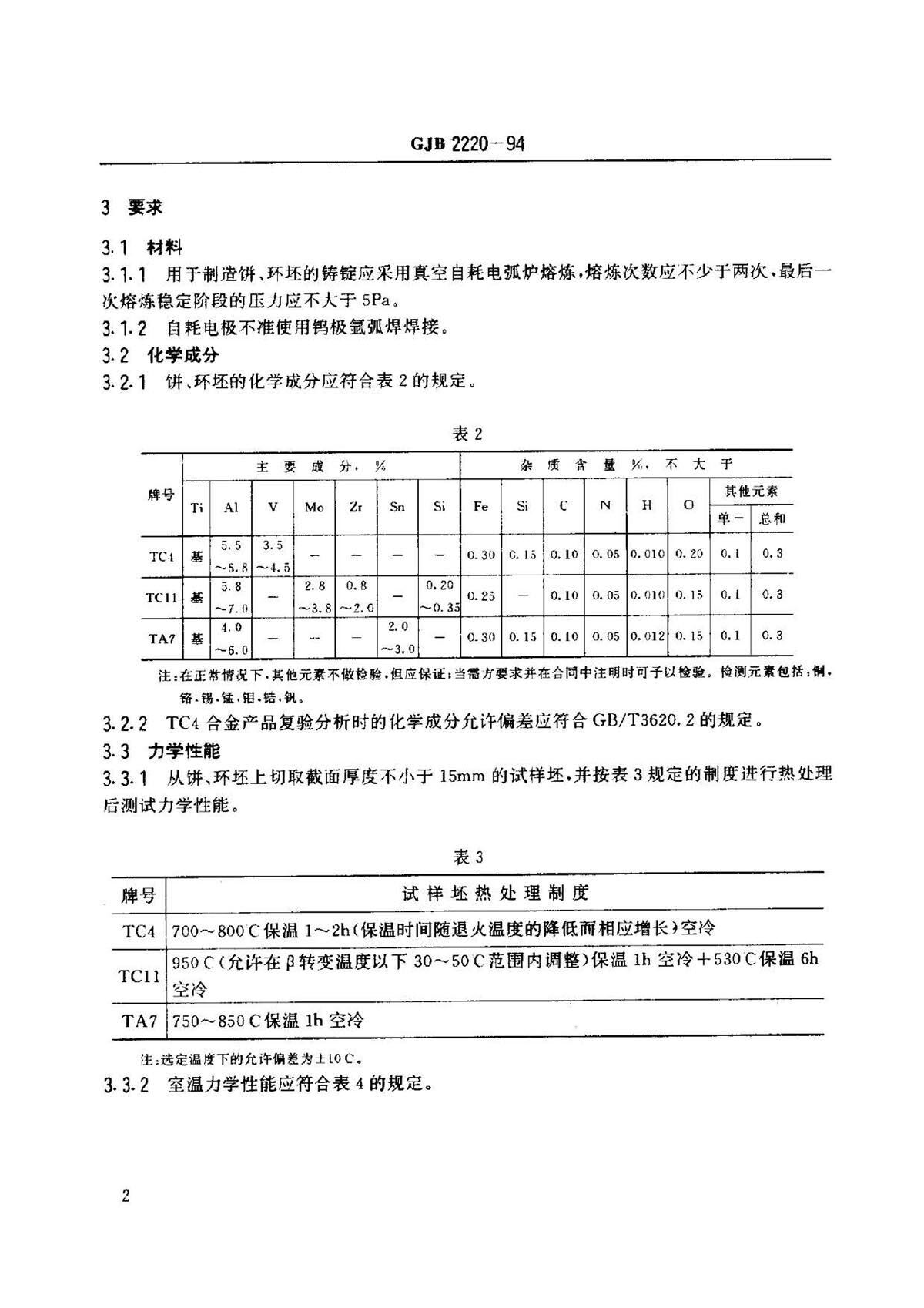 航空发起机用钛合金饼环坯规范国军标 GJB2220-94