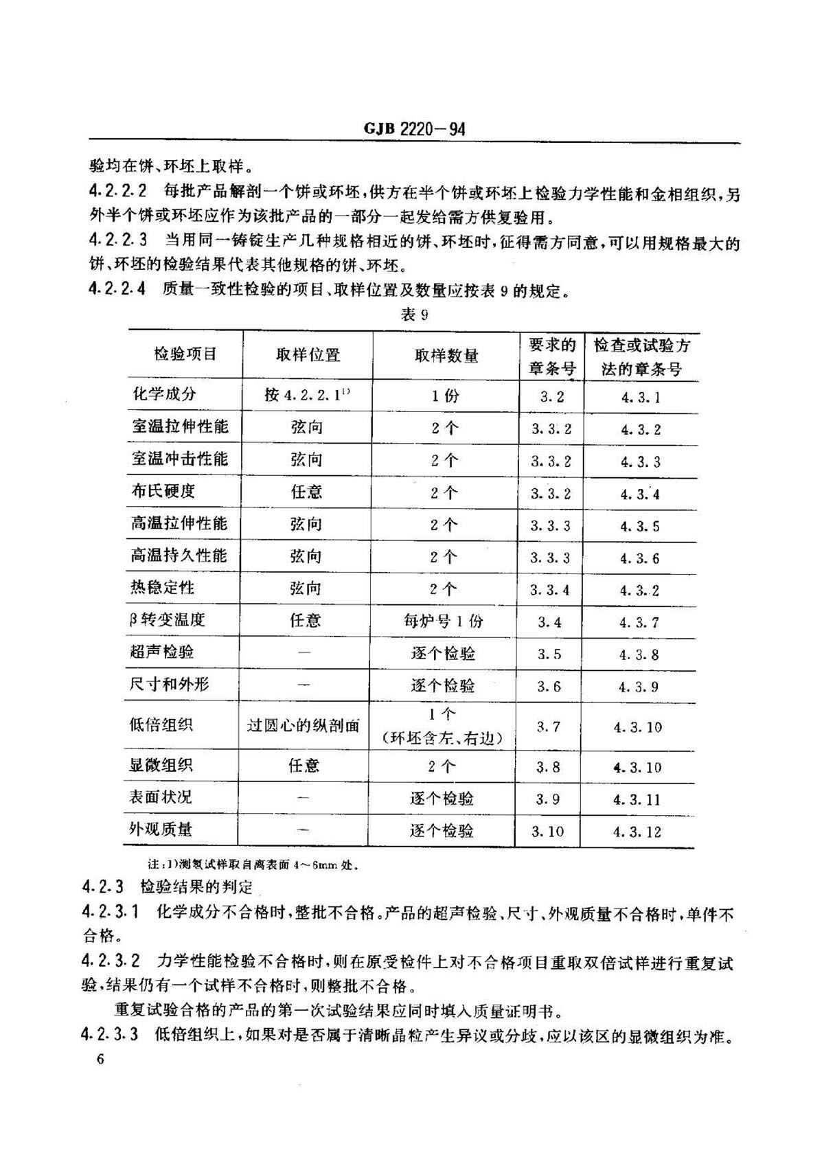 航空发起机用钛合金饼环坯规范国军标 GJB2220-94